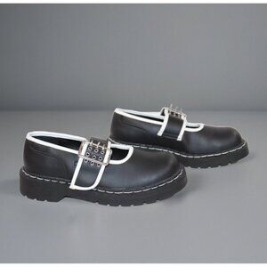 NWOB Anarchic TUK 8 US Mary Jane Black Vegan Leather Shoes 3-Prong Buckle Chunky